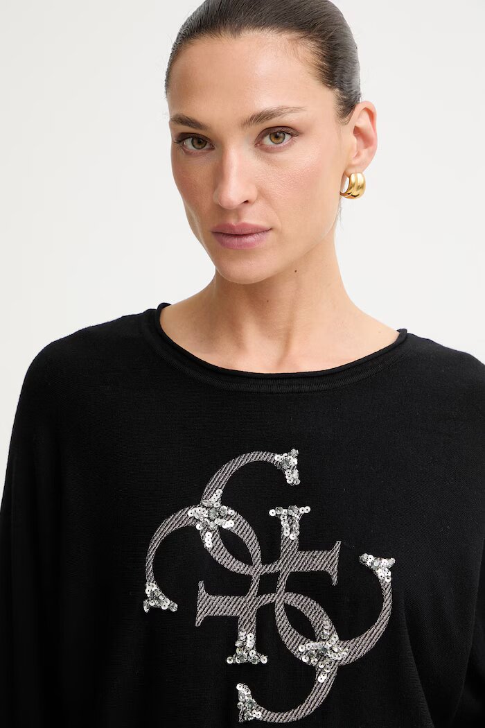 GUESS пуловер дамски с вискоза черен W6YR27 Z0975