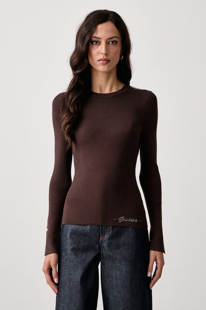 GUESS пуловер дамски с вискоза ELLIE кафяв W6YR09 Z0948
