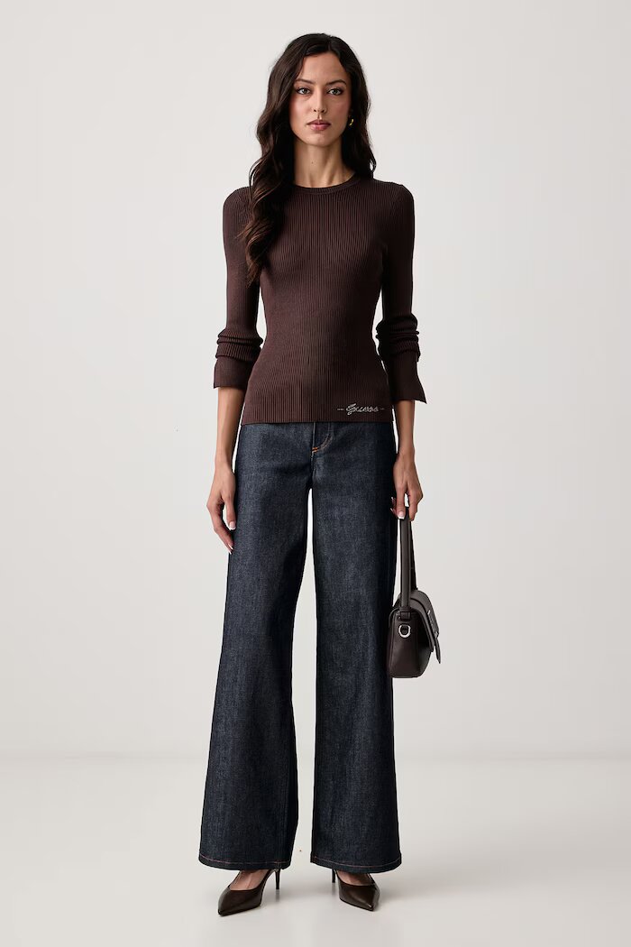 GUESS пуловер дамски с вискоза ELLIE кафяв W6YR09 Z0948