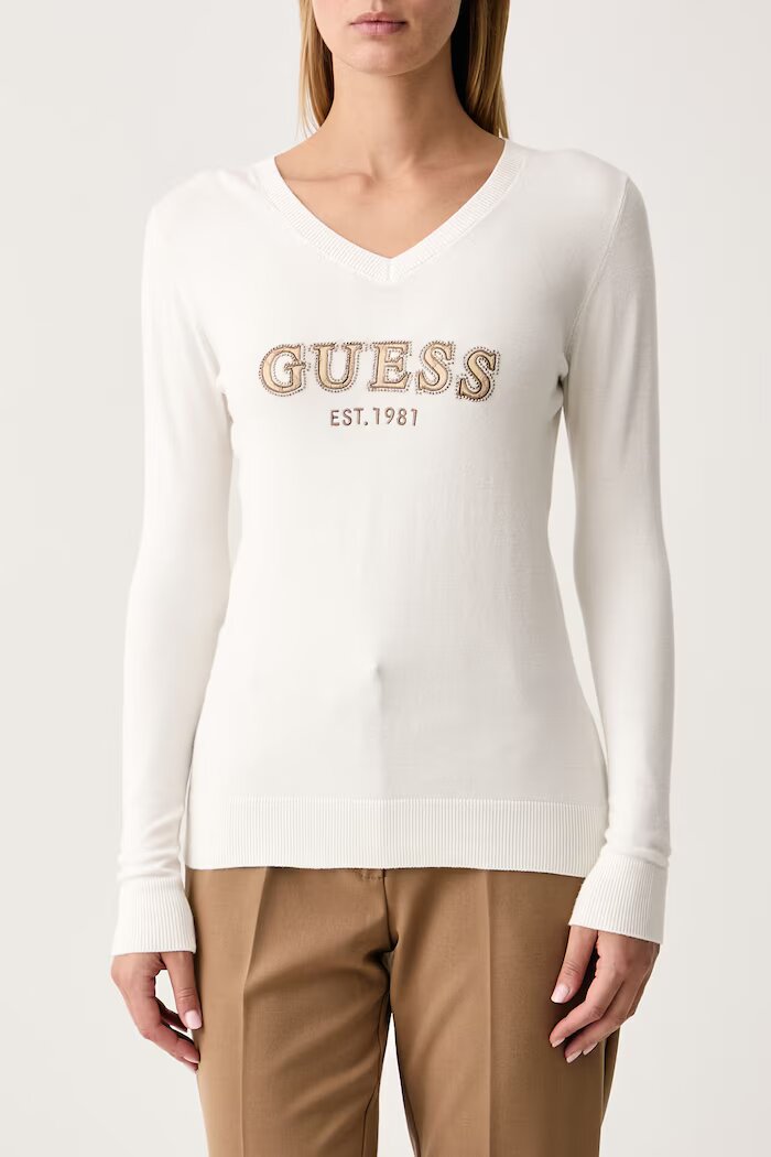 GUESS пуловер дамски с вискоза HANNAH бежов W6BR55 Z1456