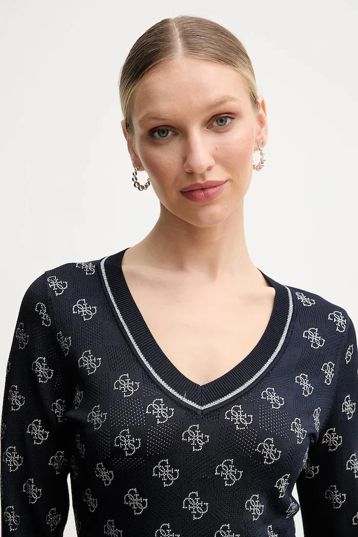 GUESS Пуловер ROSIE дамски в тъмносиньо от лека материя W5GR07 Z3D60