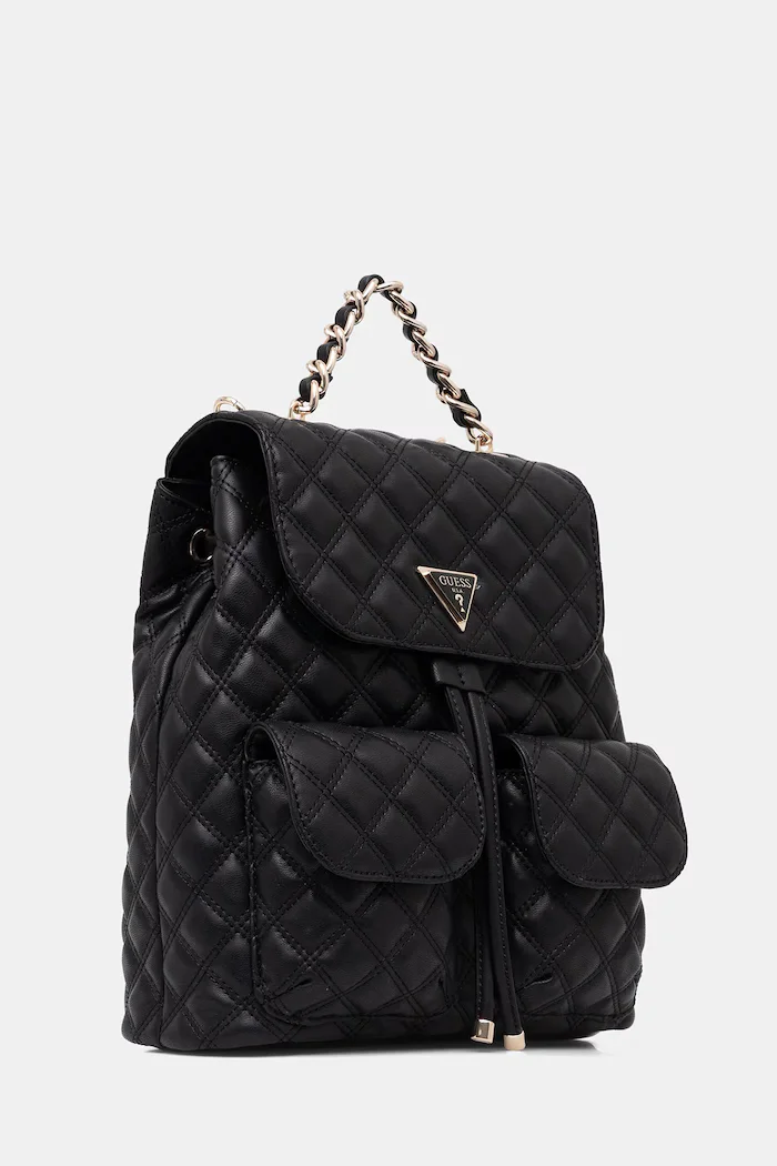 GUESS Раница GIULLY дамска в черно малък размер с изчистен дизайн HWQG96 73330