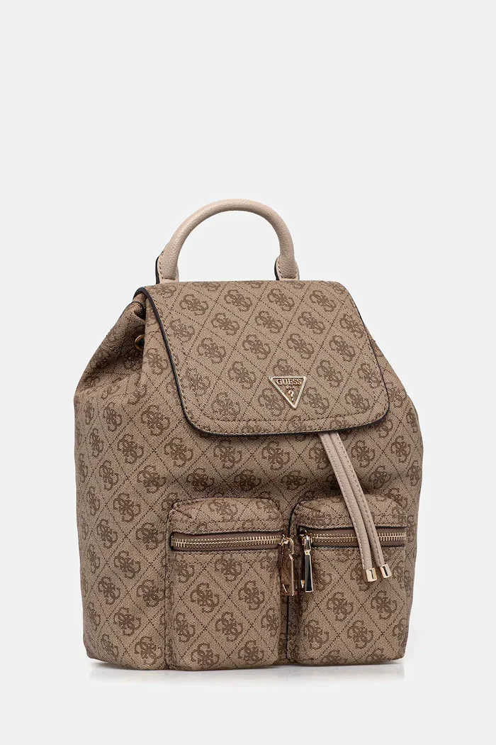 GUESS Раница MANHATTAN дамска в бежово малък размер с десен HWSG71 18310