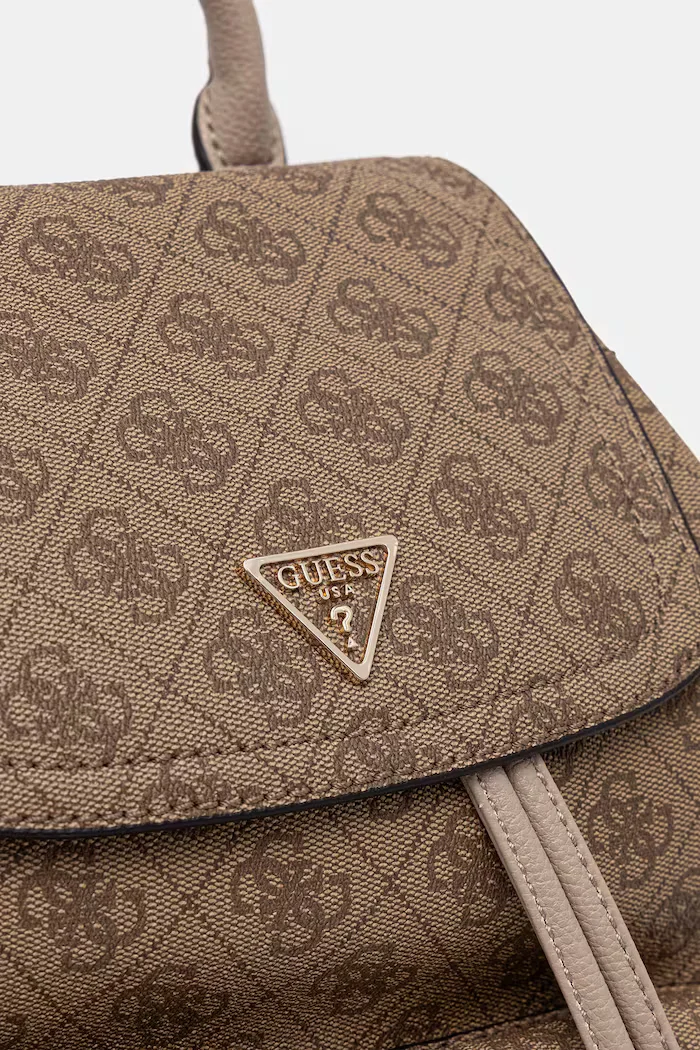 GUESS Раница MANHATTAN дамска в бежово малък размер с десен HWSG71 18310