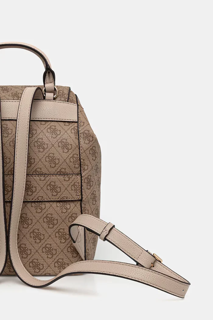 GUESS Раница MANHATTAN дамска в бежово малък размер с десен HWSG71 18310
