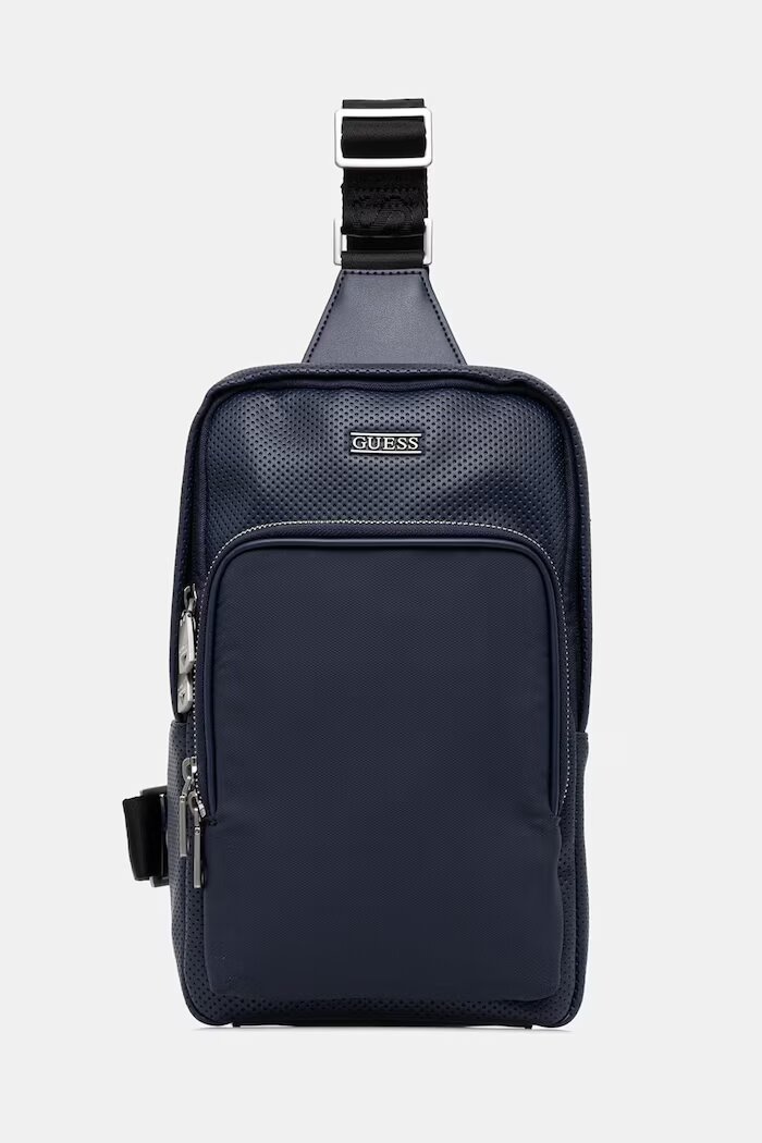 GUESS раница мъжка от имитация на кожа BOSTON тъмносиня HMBOSP P6226