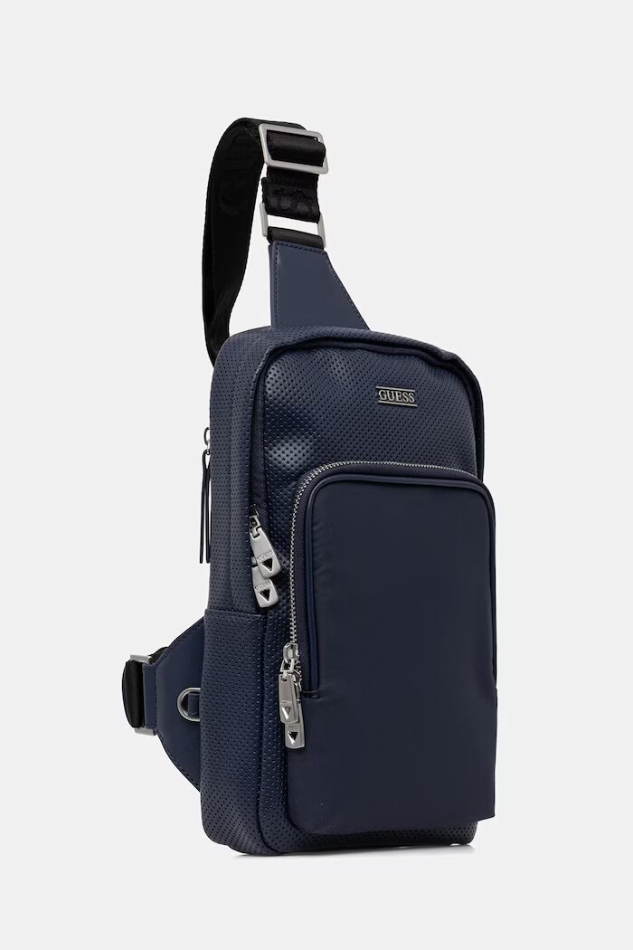 GUESS раница мъжка от имитация на кожа BOSTON тъмносиня HMBOSP P6226