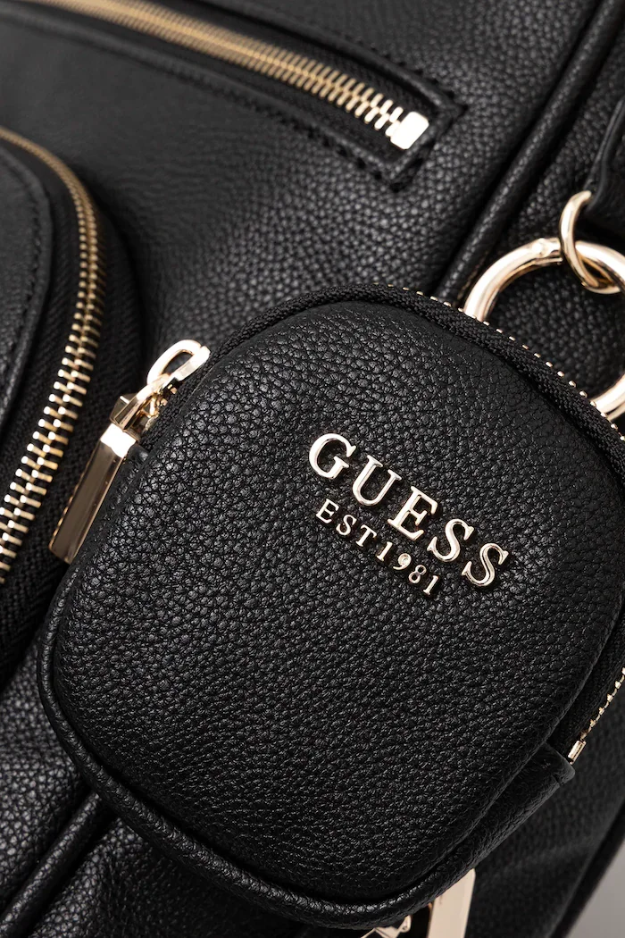 GUESS Раница POWER PLAY дамска в черно голям размер с изчистен дизайн HWBG71 24350
