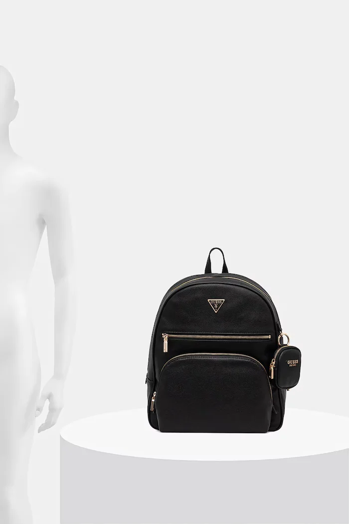 GUESS Раница POWER PLAY дамска в черно голям размер с изчистен дизайн HWBG71 24350