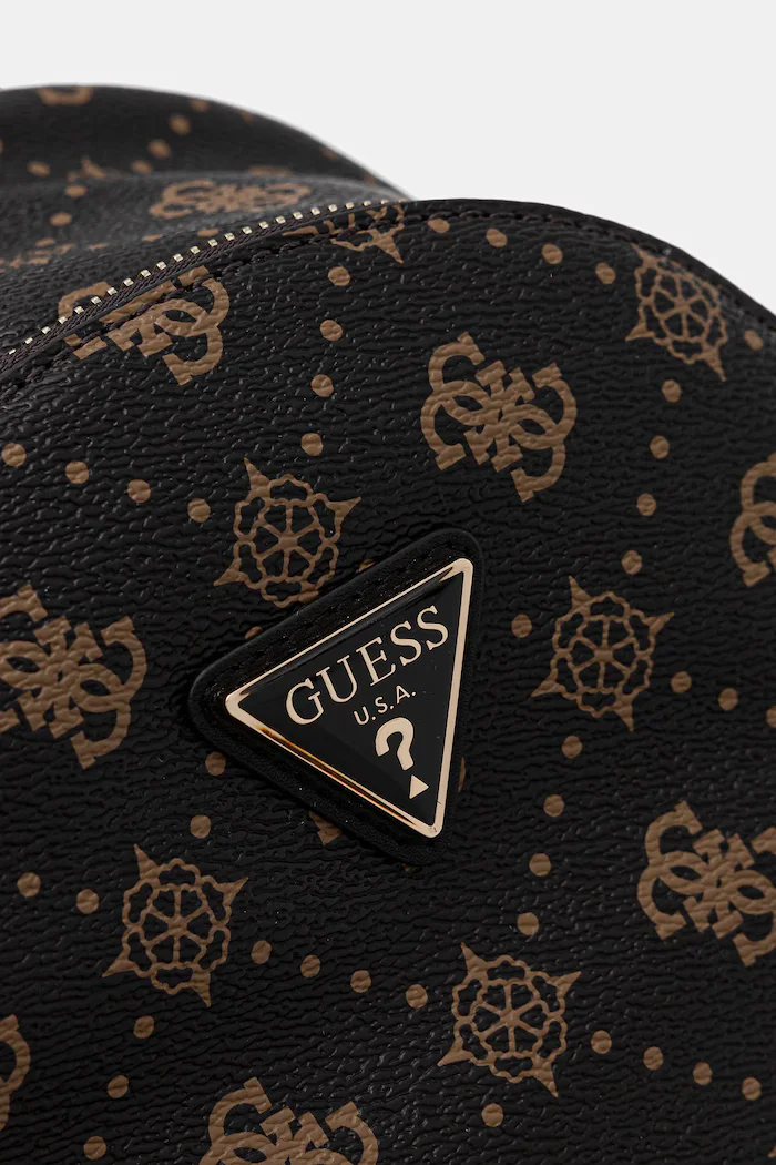 GUESS Раница SILIA дамска в кафяво малък размер с десен TWGP98 90032