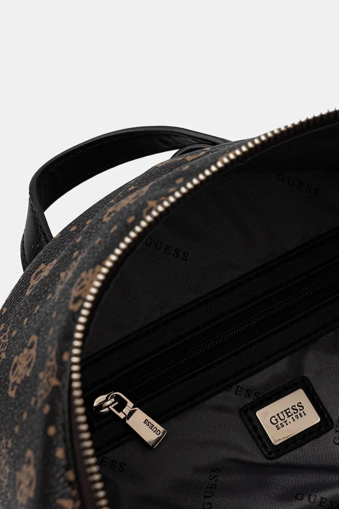 GUESS Раница SILIA дамска в кафяво малък размер с десен TWGP98 90032