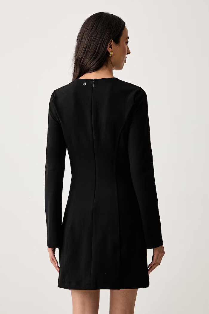 GUESS разкроена рокля CLAUDIE черна с изчистена шарка W6YK16 K4369