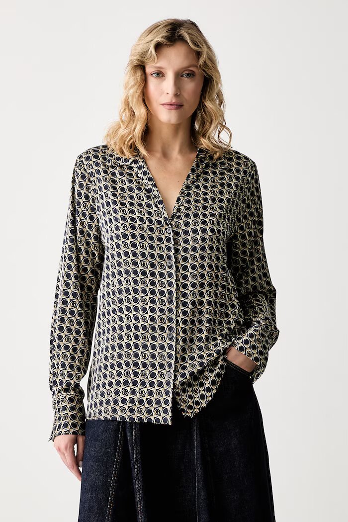 GUESS риза дамска NEW CONCETTA черна с монограм W6YH23 W2946