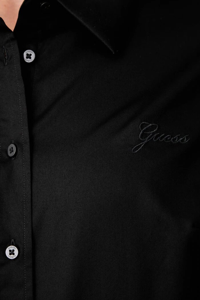 GUESS риза дамска от памук с еластан NEW CATE черна W6YH10 W2752