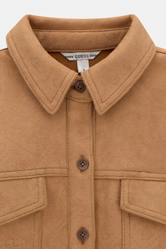 GUESS риза за деца от памук с еластан кафява J6BH04 W3952