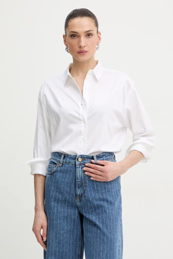 GUESS Риза женска памучна бяла гладка W6GH54 W1979