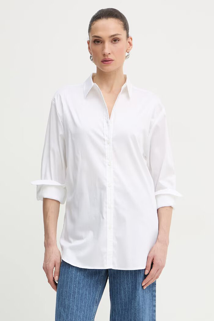GUESS Риза женска памучна бяла гладка W6GH54 W1979