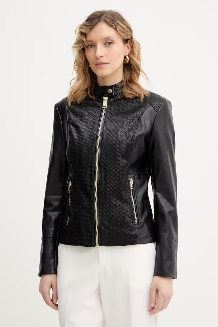 GUESS Рокерско яке CLAUDINE в черно преходен модел W6RL52 WL850