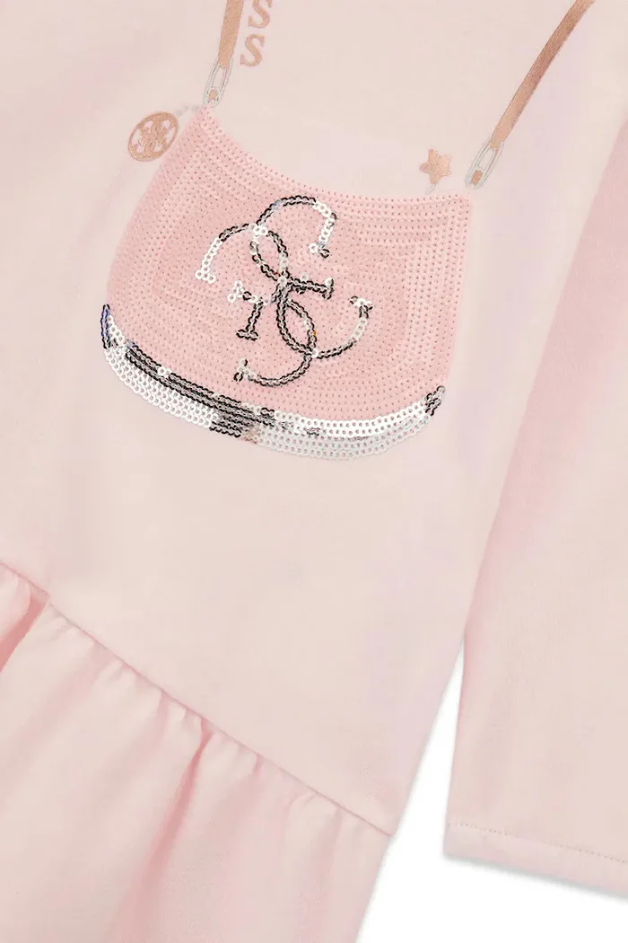 GUESS рокля babydoll от памук розова с щампа K6BK05 K5934