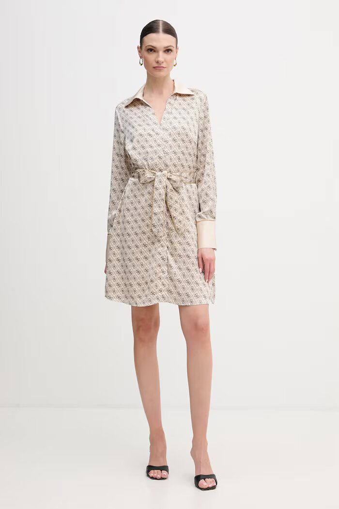 GUESS Рокля BLERTA в бежово къса разкроена W6RK90 WF1T2