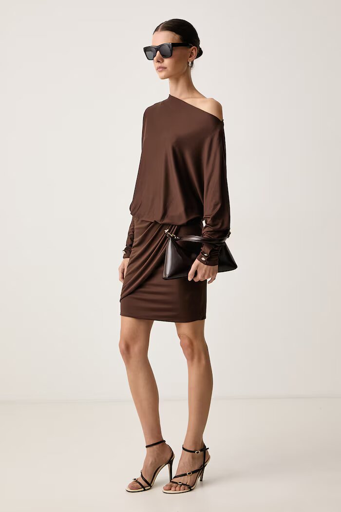 GUESS рокля CAMRYN кафява с изчистена шарка W6BK57 K6423