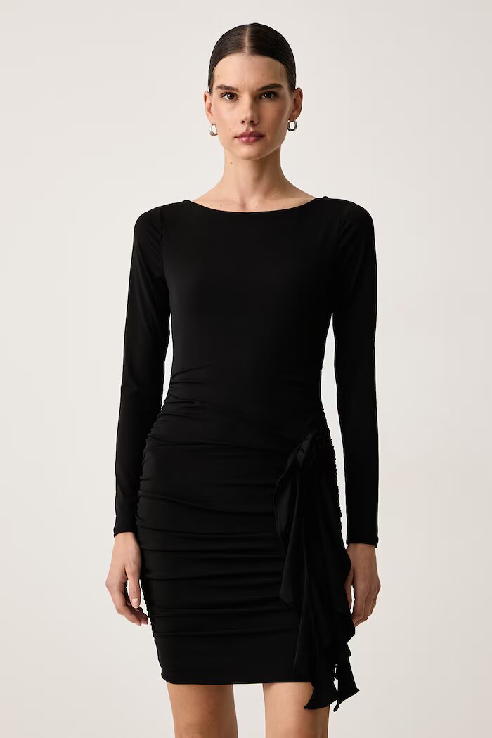 GUESS рокля драпирана LUCY черна с изчистена шарка W6BK19 K6104