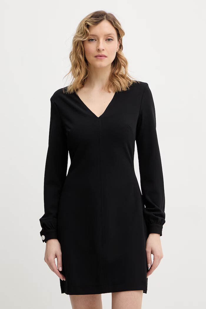 GUESS Рокля EVELINA в черно къса със стандартна кройка W6RK30 KCBO2