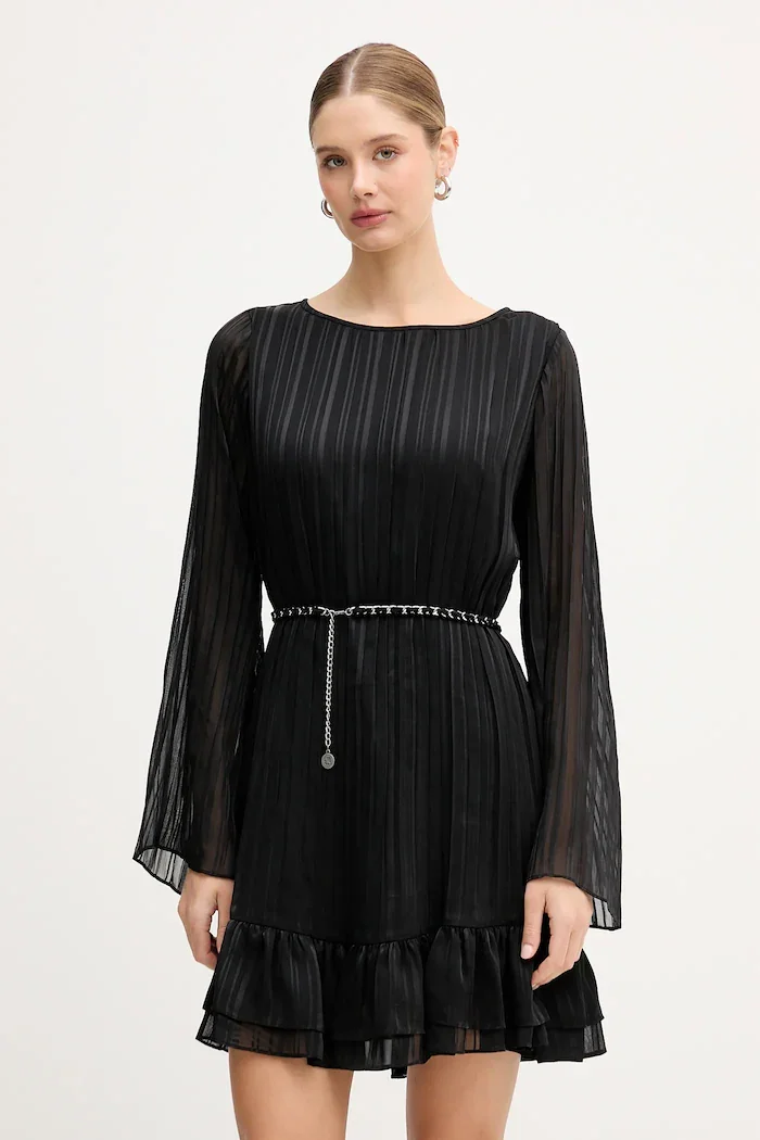 GUESS Рокля ILENIA в черно къса разкроена W6RK37 WJ712