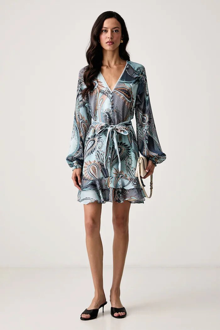 GUESS рокля NICOLE синя с индийска шарка W6BK36 W4222