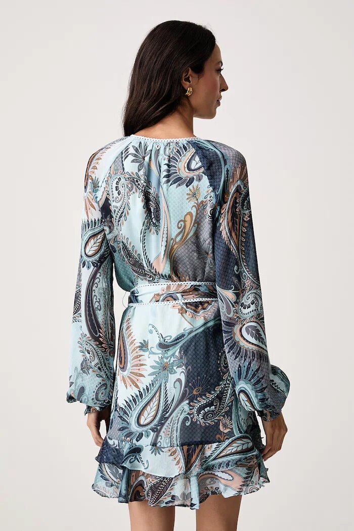 GUESS рокля NICOLE синя с индийска шарка W6BK36 W4222
