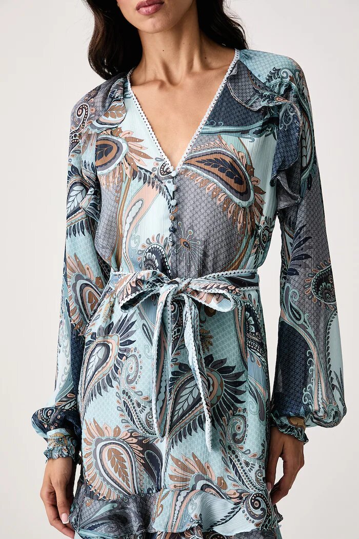 GUESS рокля NICOLE синя с индийска шарка W6BK36 W4222