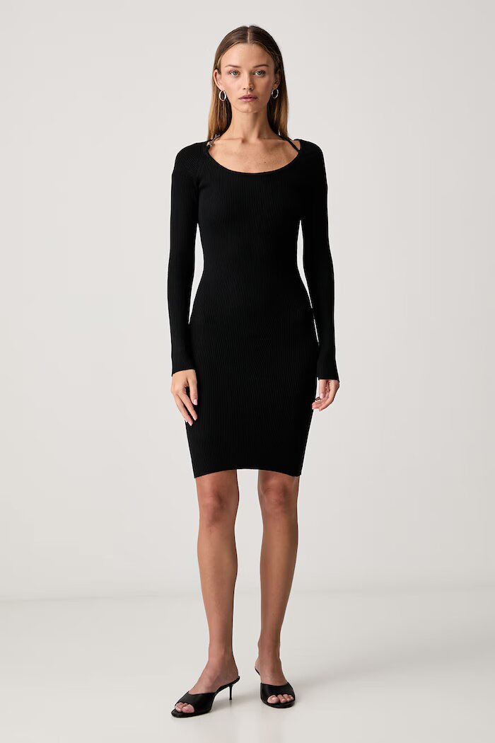 GUESS рокля по тялото с вискоза MEGHAN черна W6YK33 Z0968