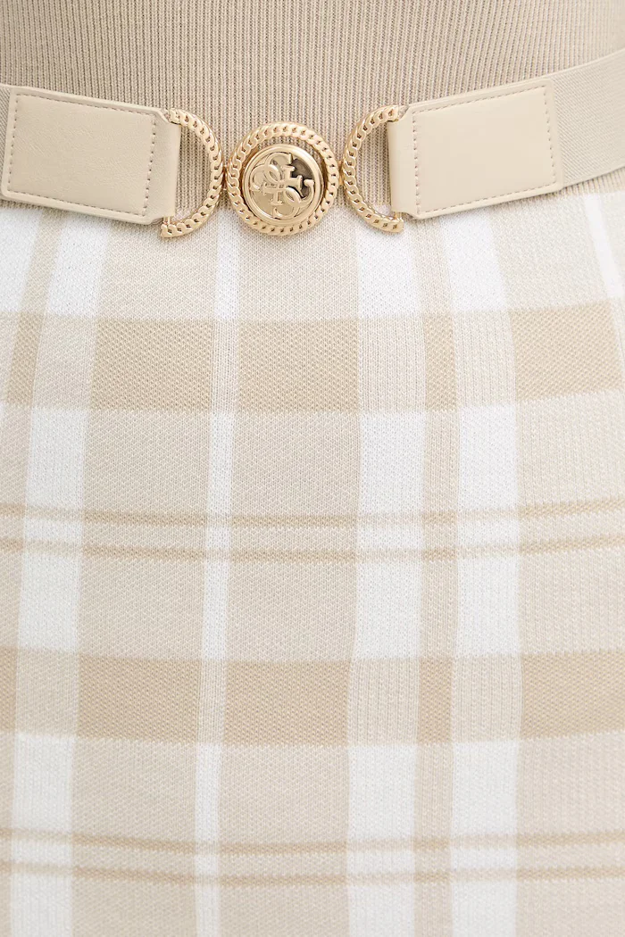 GUESS Рокля с вълна CORALINE в бежово къса с кройка по тялото W5BK44 Z3JD2