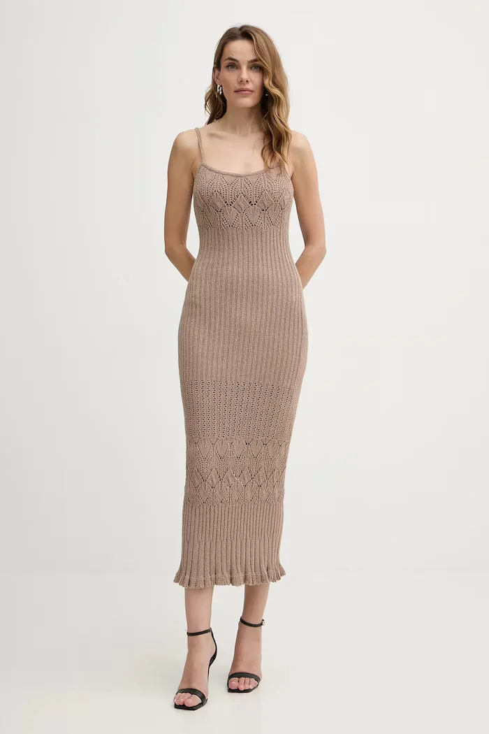 GUESS Рокля SHINJU в бежово дълга с кройка по тялото W5BK91 Z4060