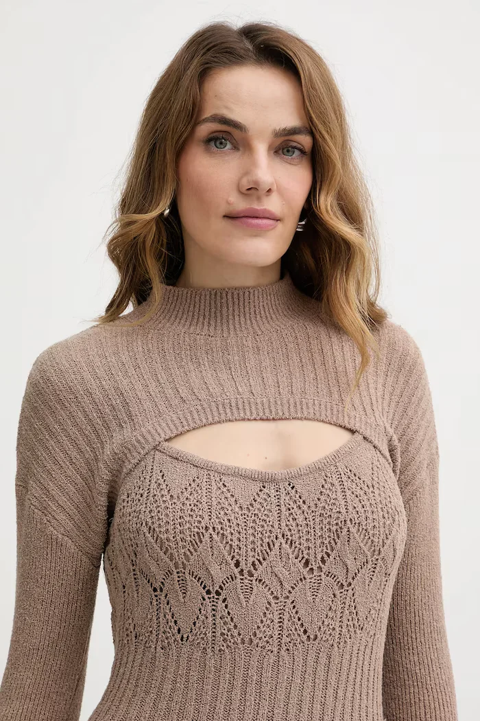 GUESS Рокля SHINJU в бежово дълга с кройка по тялото W5BK91 Z4060