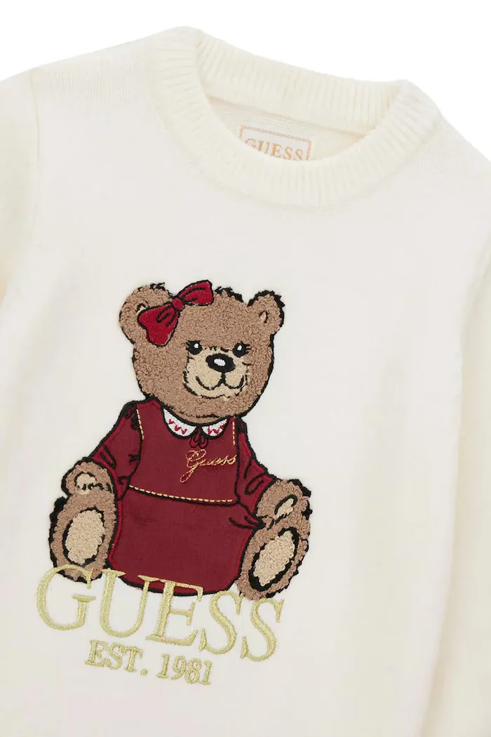 GUESS рокля тип пуловер с вискоза бежова с лого K6BK08 Z1308