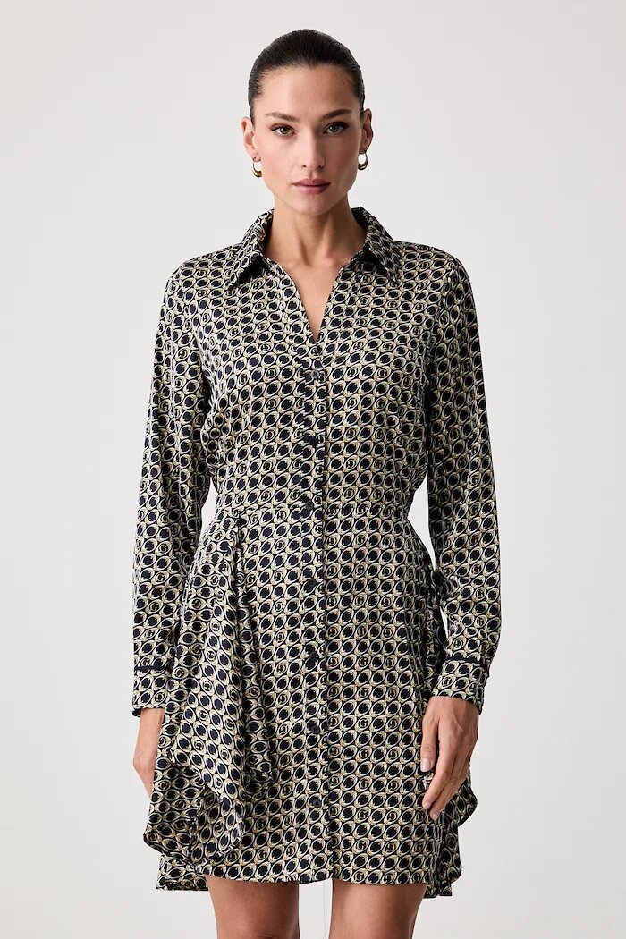 GUESS рокля тип риза ALYA черна с монограм W4YK35 WF1T2