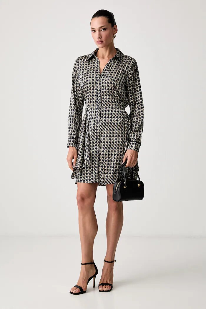 GUESS рокля тип риза ALYA черна с монограм W4YK35 WF1T2