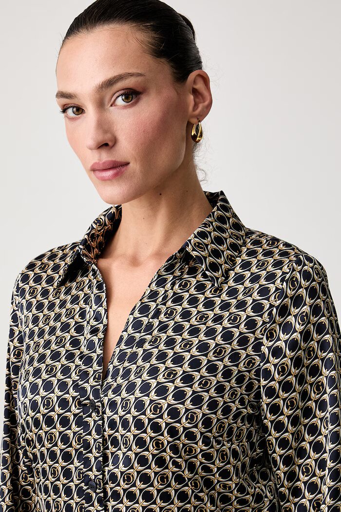 GUESS рокля тип риза ALYA черна с монограм W4YK35 WF1T2