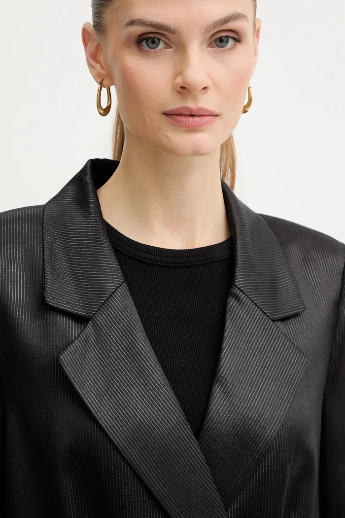 GUESS Сако JEMMA в черно с двуредно закопчаване с десен W5BN83 WH9B0