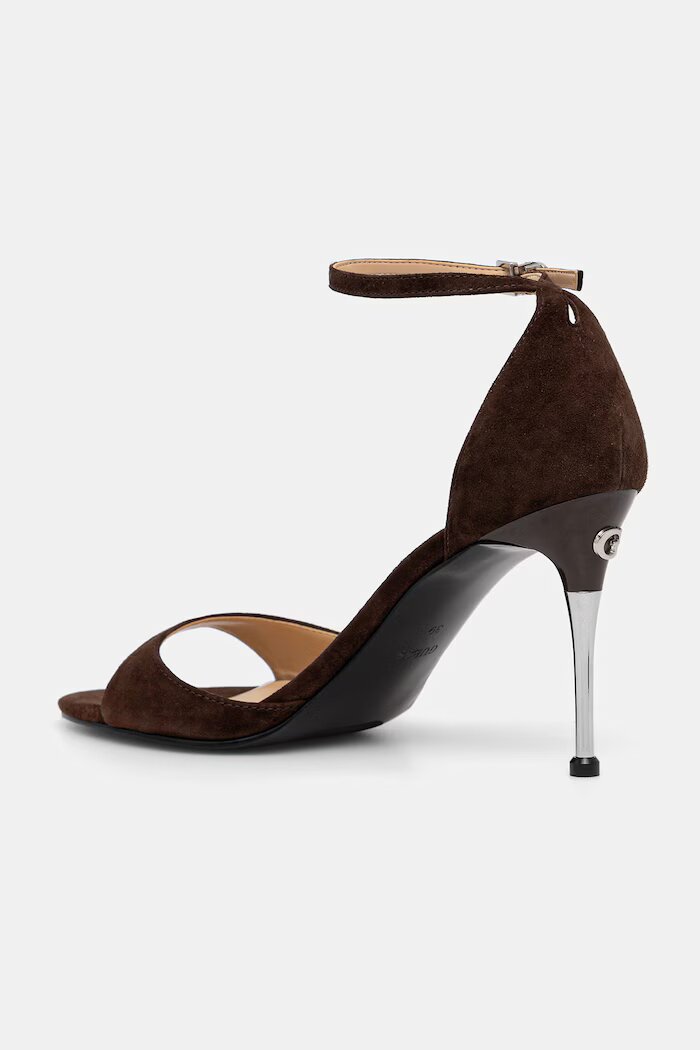 GUESS сандали с висок ток от велур SEENA кафяви FLTSEE SUE03