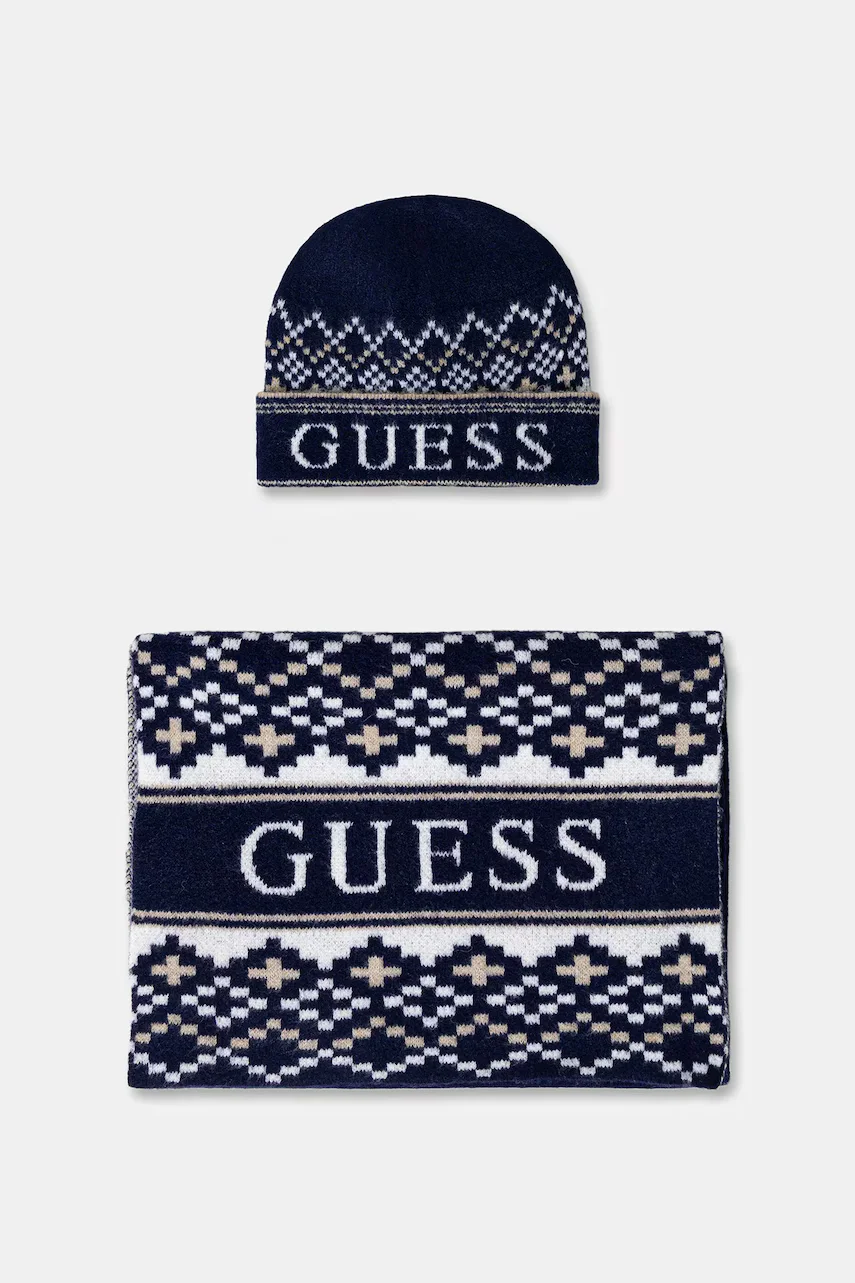 GUESS Шапка и шал с вълна