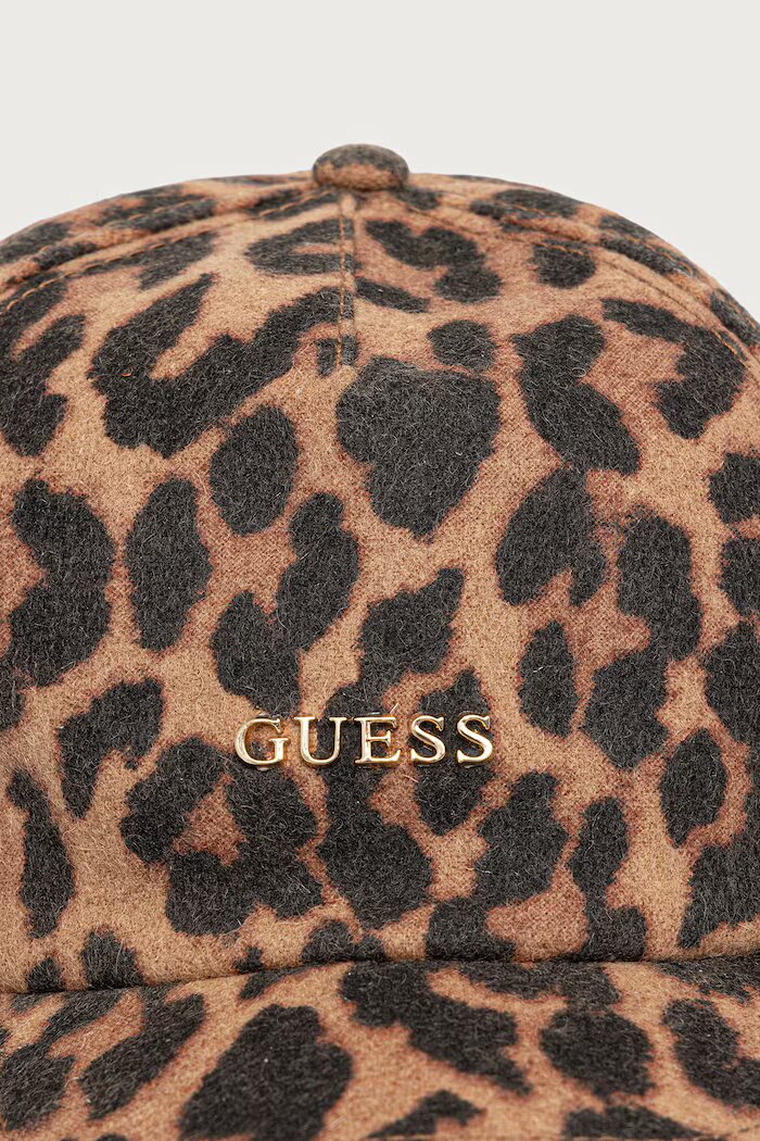 GUESS шапка с козирка дамска от вълнена материя кафява AW5641 WOL01
