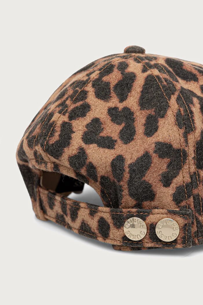 GUESS шапка с козирка дамска от вълнена материя кафява AW5641 WOL01