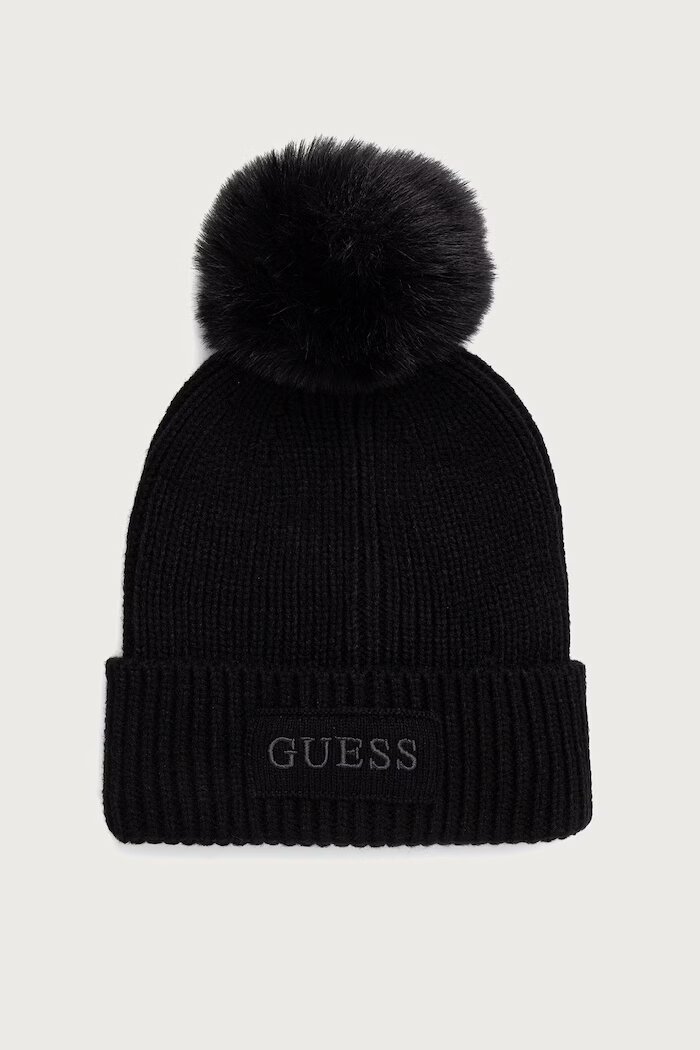 GUESS шапка с помпон дамска AMORETTE черна AW5650 WOL01