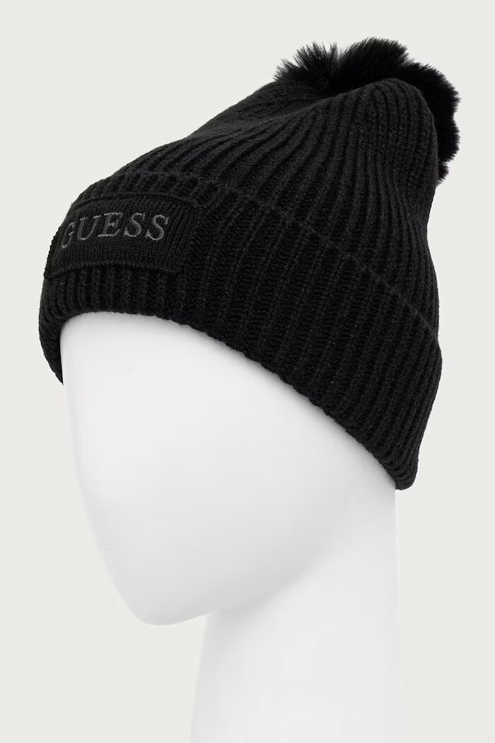 GUESS шапка с помпон дамска AMORETTE черна AW5650 WOL01