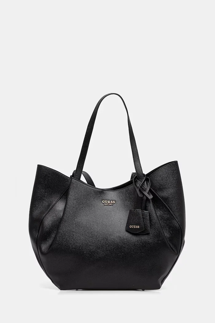 GUESS шопинг чанта дамска от имитация на кожа AMORETTE черна HWBG78 98240