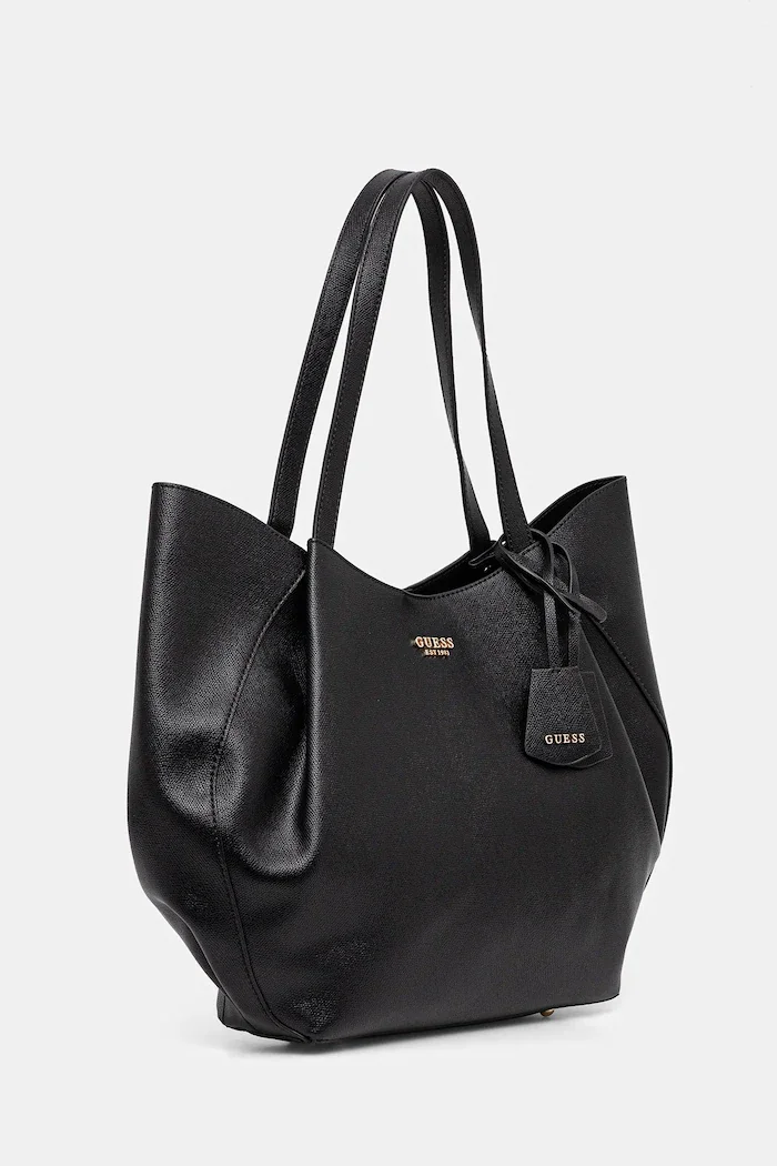 GUESS шопинг чанта дамска от имитация на кожа AMORETTE черна HWBG78 98240