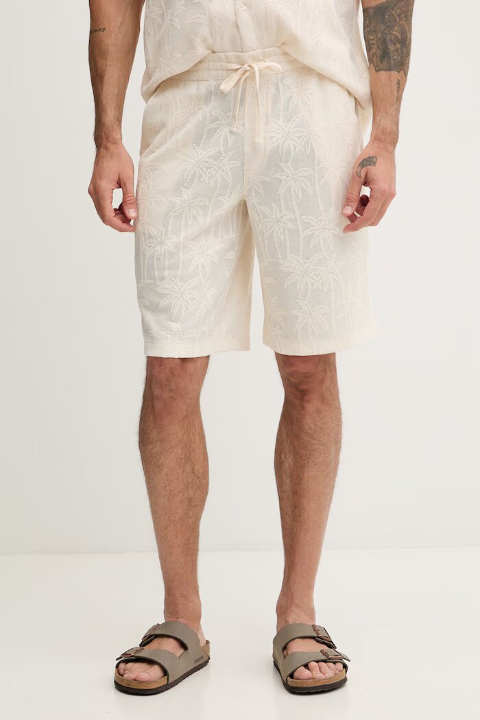 GUESS спортен къс панталон мъжки бежов със стандартна талия F6GD03 KG362