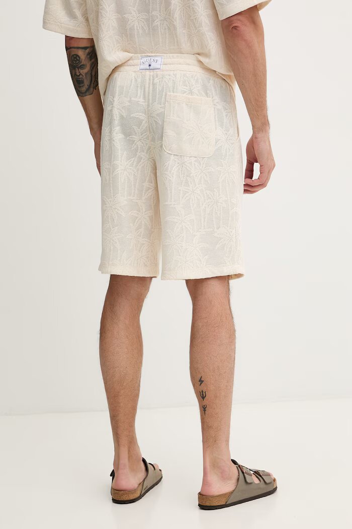 GUESS спортен къс панталон мъжки бежов със стандартна талия F6GD03 KG362